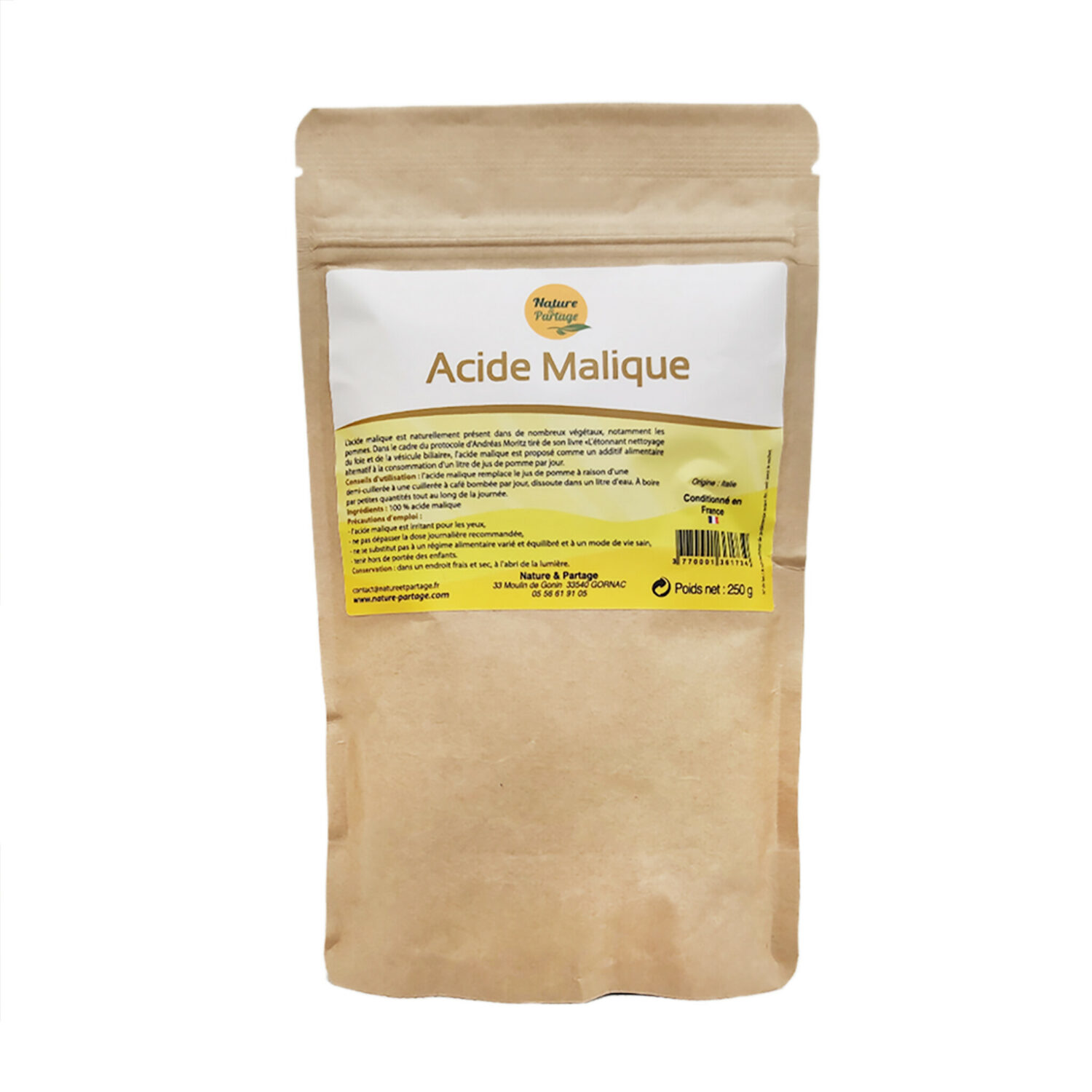 Acide malique - 250 g - boutique de Nature et Partage